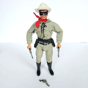Vtg Gabriel‎ Toys 1977 10" The Lone Ranger Action Figure Guns Mask Hat 1138